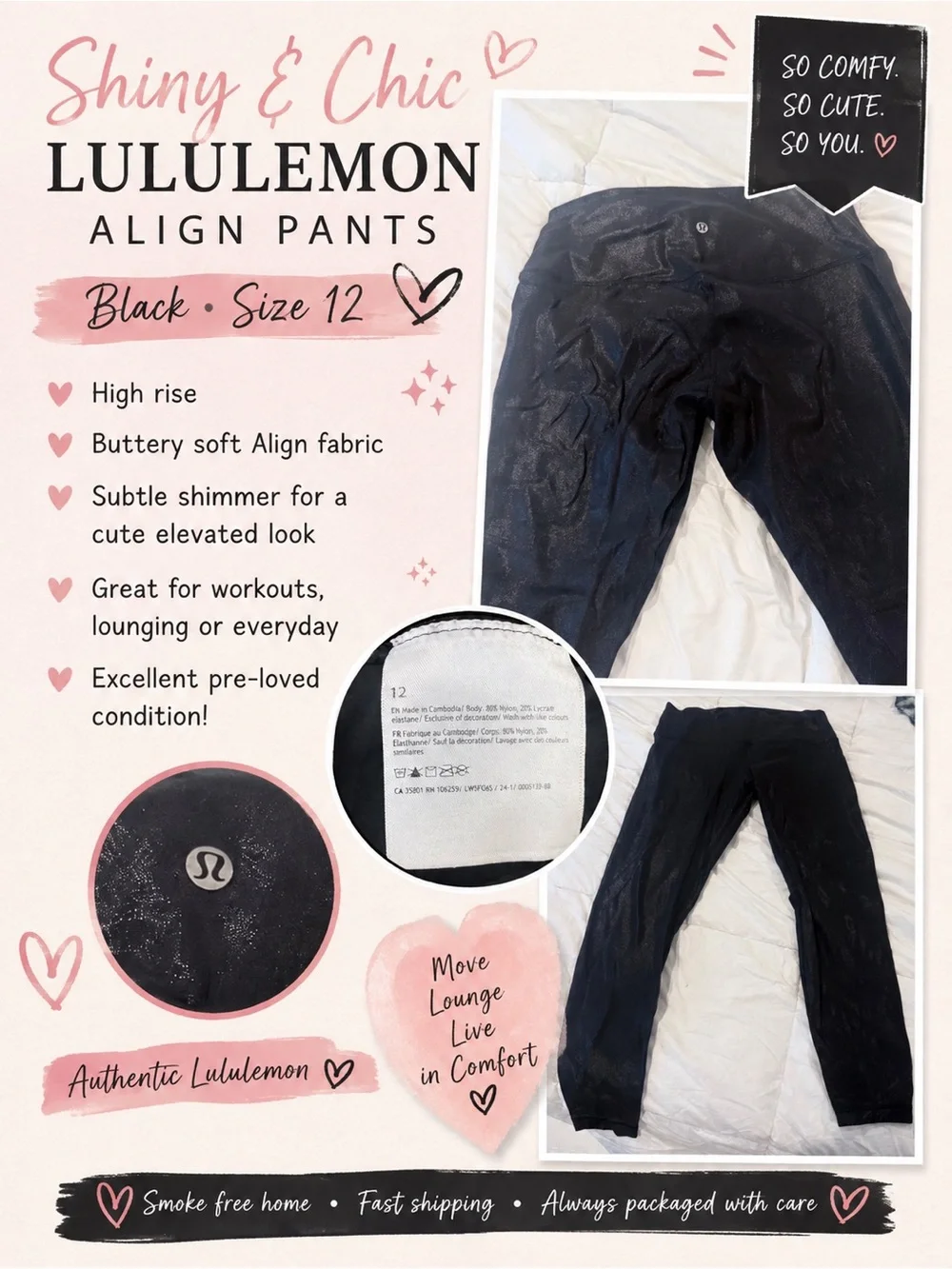lululemon athletica Align Leggings - Black with Subtle Shimmer